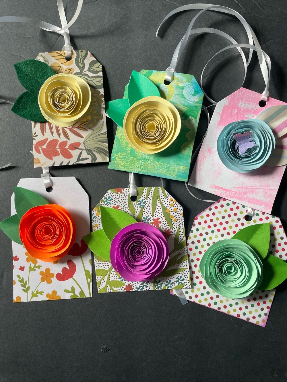 6 3D flower  Gift Tags -